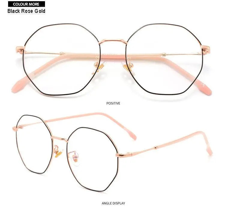 Unisex Polygon Full Rim Alloy Prescription Glasses D879 — view 16 | Rx Spectacle