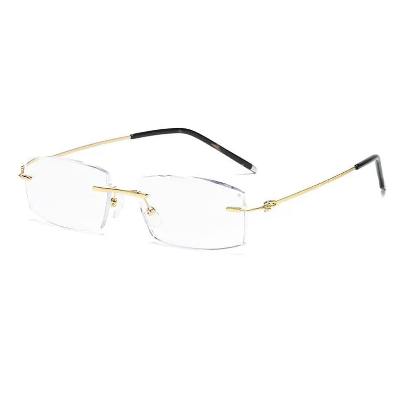 Unisex Square Rimless Titanium Reading Glasses 8581 — view 7 | Rx Spectacle