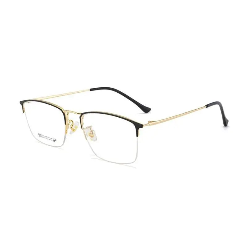 Unisex Square Semi-Rimless Titanium Prescription Glasses 8017 — view 9 | Rx Spectacle