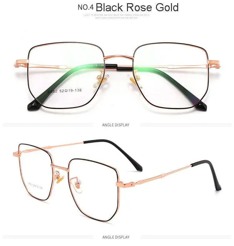 Unisex Square Full Rim Alloy Prescription Glasses D882 — view 15 | Rx Spectacle