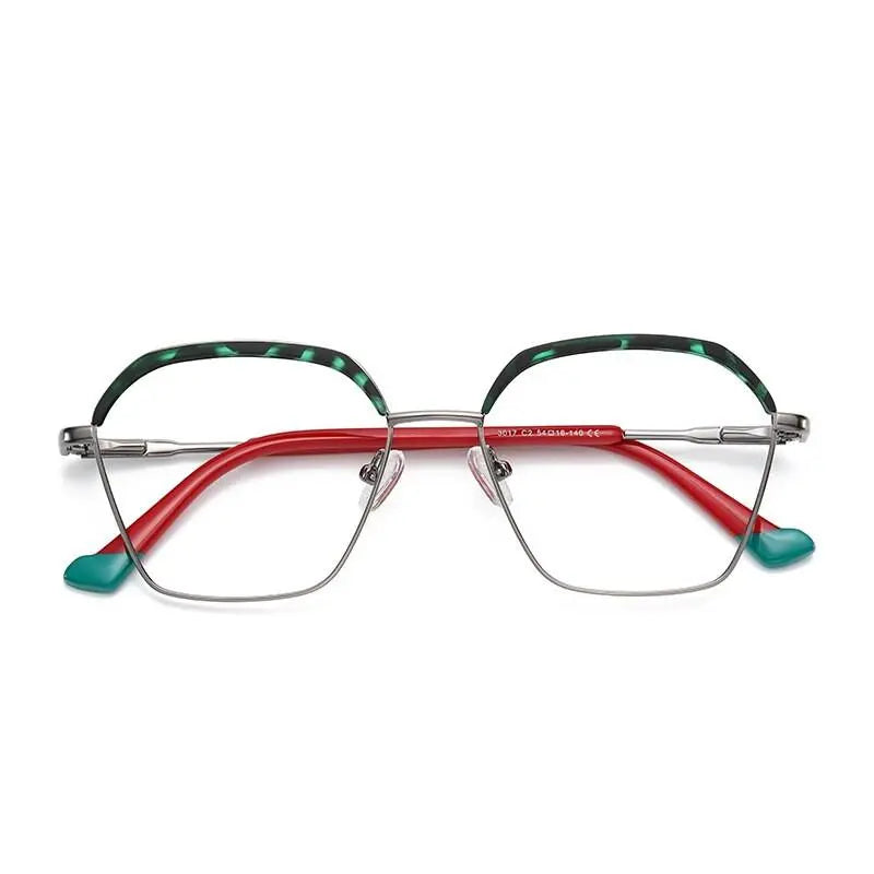 Women's Square Full Rim Alloy Prescription Glasses 3017 — view 3 | Rx Spectacle