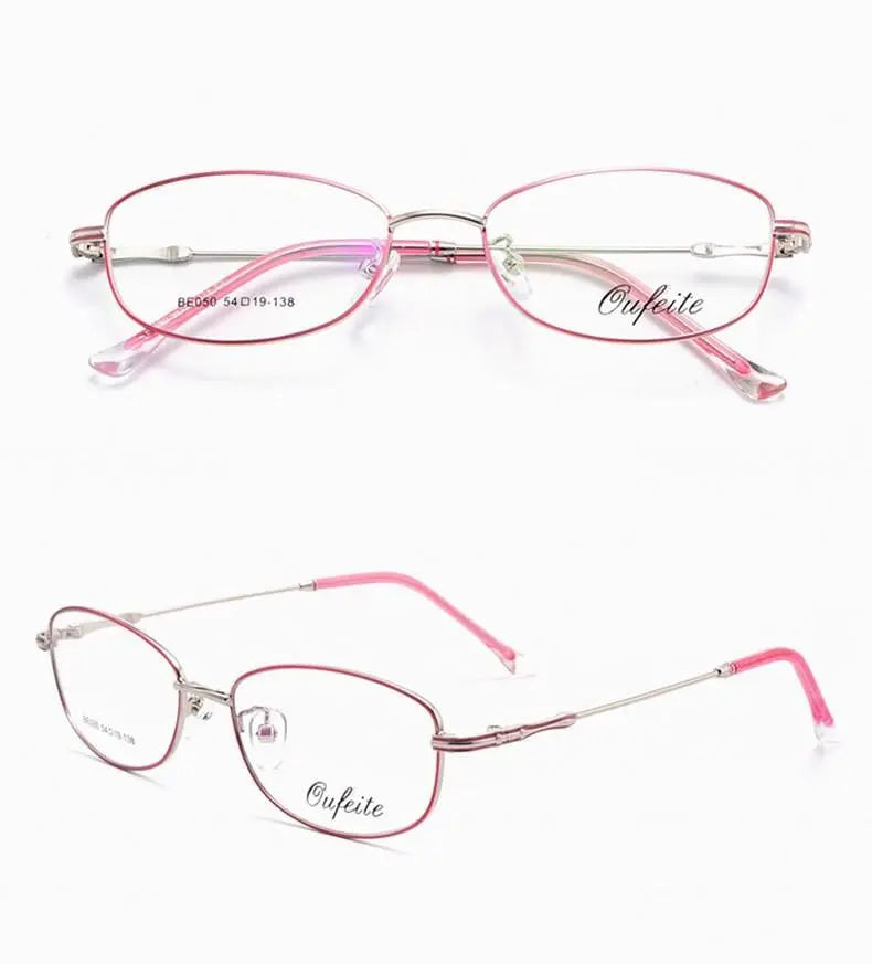 Women's Rectangular Full Rim Alloy Prescription Glasses 050 — view 10 | Rx Spectacle