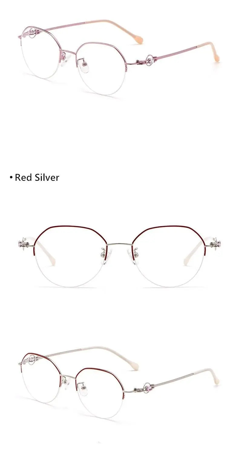 Unisex Semi-Rimless Alloy Prescription Glasses 8001Z — view 14 | Rx Spectacle