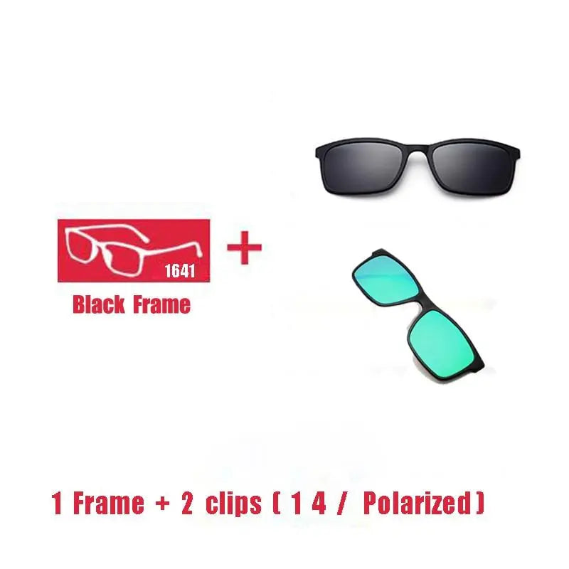 Unisex Square Full Rim Titanium Clip-On Prescription Glasses 1641 — view 15 | Rx Spectacle