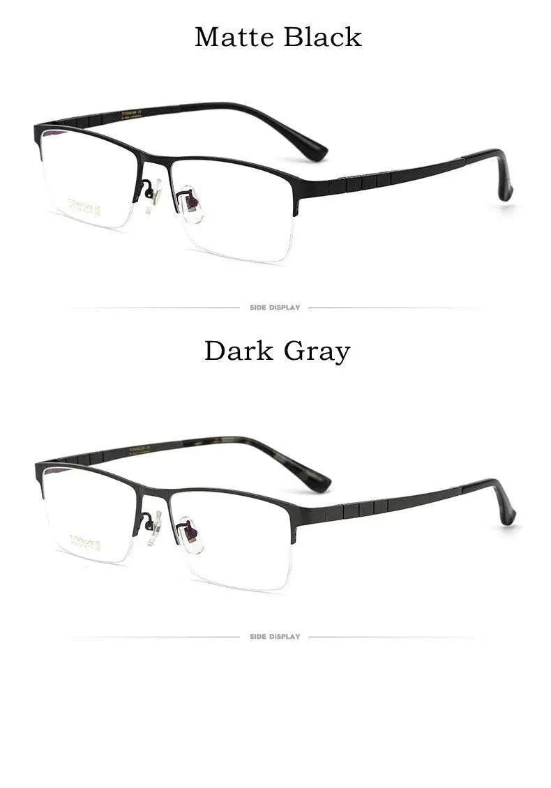 Unisex Round Semi-Rimless Titanium Prescription Glasses HT0178 — view 11 | Rx Spectacle