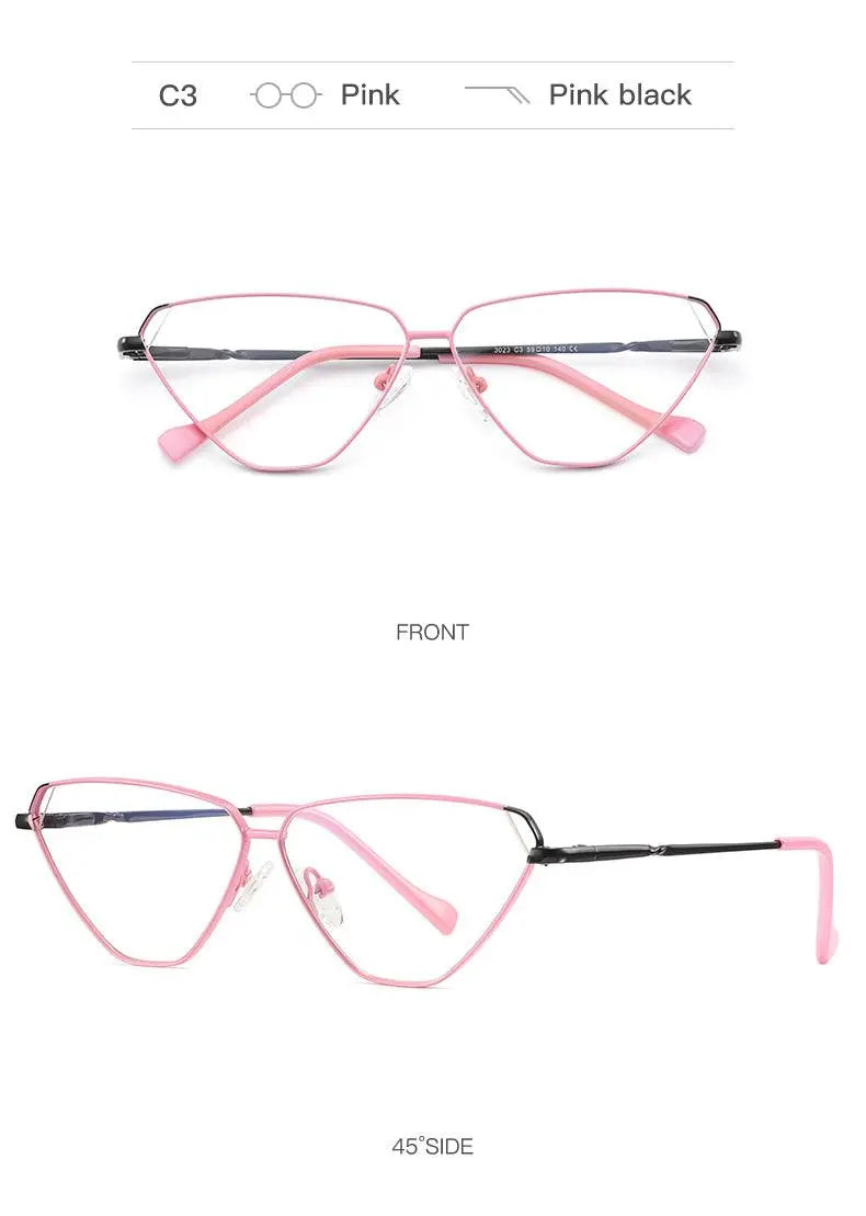 Women's Cat Eye Full Rim Alloy Prescription Glasses 3023 — view 17 | Rx Spectacle