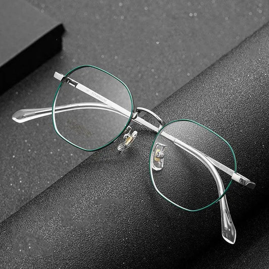 Unisex Polygon Full Rim Titanium Prescription Glasses T3956 — view 1 | Rx Spectacle