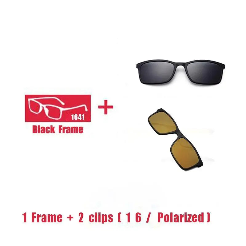 Unisex Square Full Rim Titanium Clip-On Prescription Glasses 1641 — view 24 | Rx Spectacle