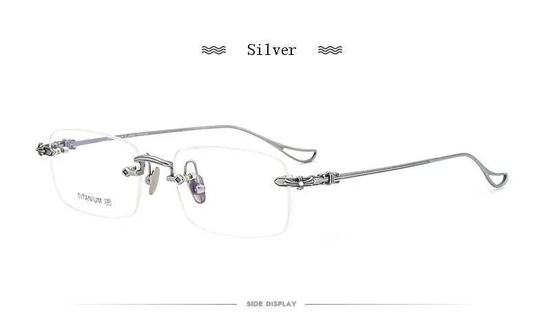 Men's Rectangular Rimless Titanium Prescription Glasses 8808 — view 14 | Rx Spectacle