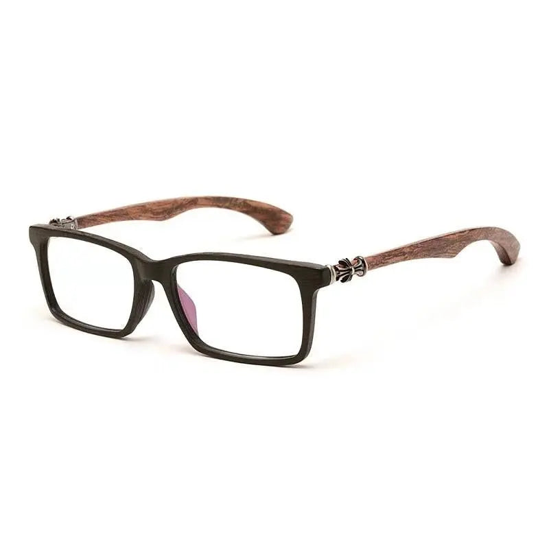 Men's Square Full Rim Wood Prescription Glasses 5601d — view 4 | Rx Spectacle