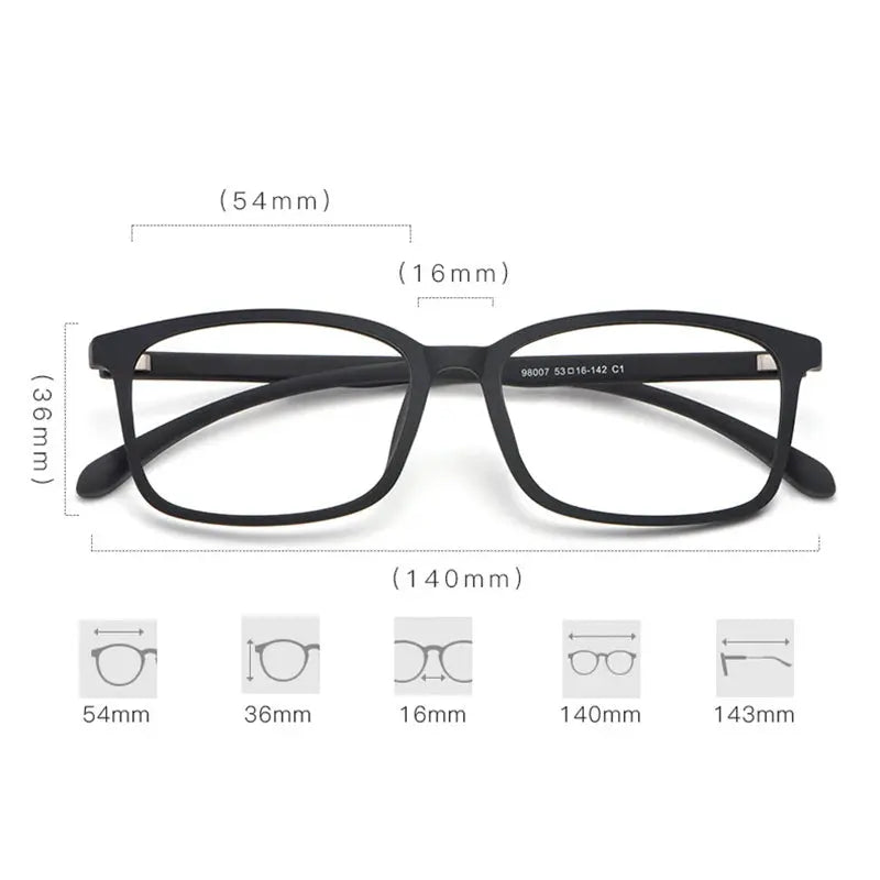 Unisex Square Full Rim Titanium Prescription Glasses 98007 — view 2 | Rx Spectacle
