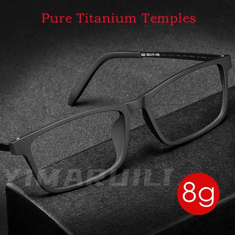 Unisex Square Full Rim Titanium Prescription Glasses 8822T — view 2 | Rx Spectacle