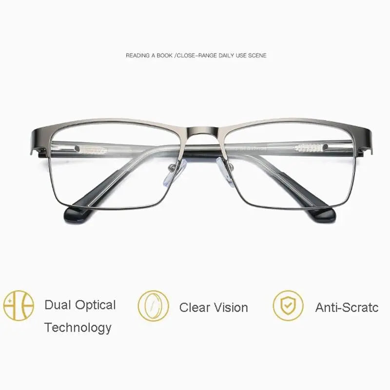 Men's Square Full Rim Alloy Reading Glasses R89865 — view 8 | Rx Spectacle