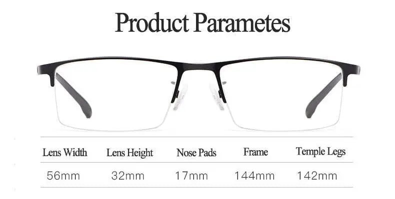 Men's Rectangular Semi-Rimless Alloy Prescription Glasses 9102 — view 12 | Rx Spectacle