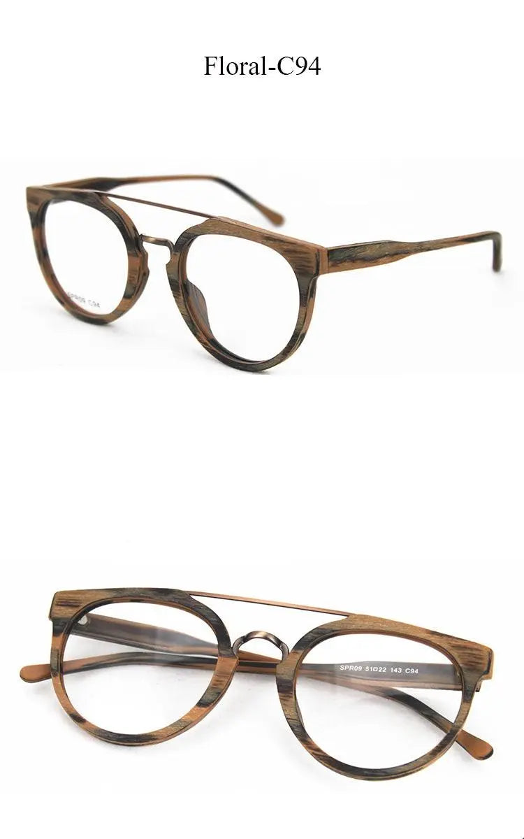 Unisex Round Full Rim Acetate Double Bridge Prescription Glasses Spr09 — view 22 | Rx Spectacle