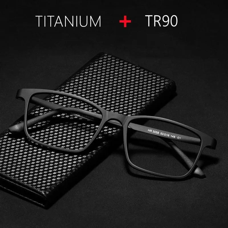 Unisex Square Full Rim Titanium Prescription Glasses HR3058 — view 2 | Rx Spectacle
