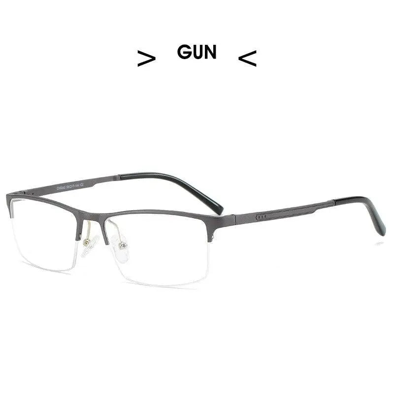 Men's Square Semi-Rimless Titanium Prescription Glasses P6342 — view 9 | Rx Spectacle
