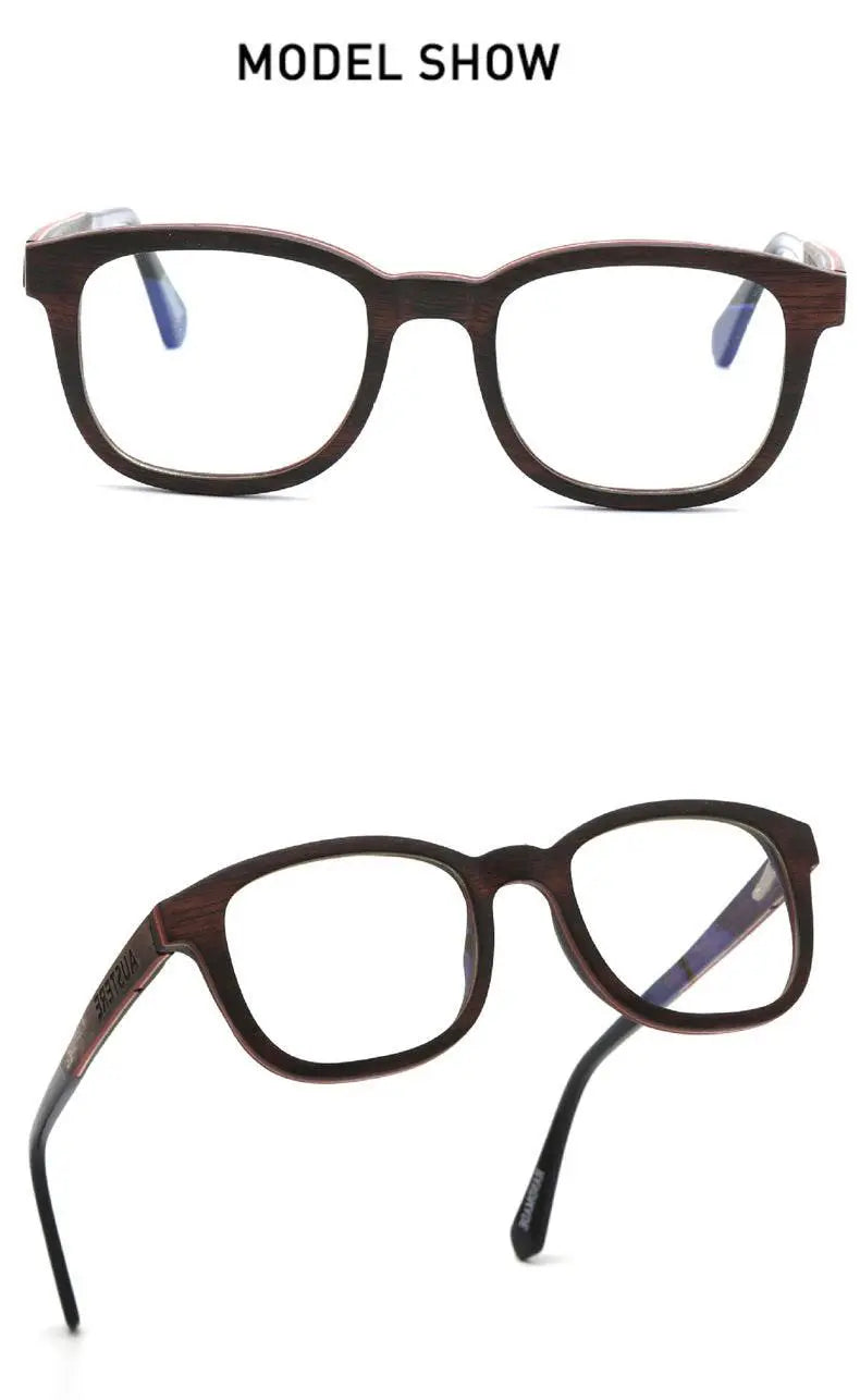 Unisex Square Full Rim Wood Prescription Glasses 56367 — view 7 | Rx Spectacle