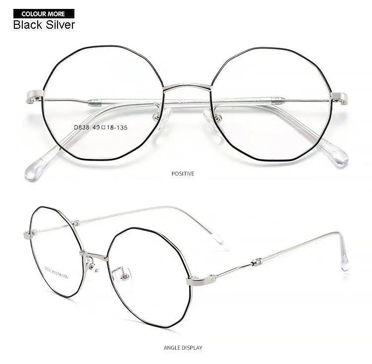 Unisex Polygon Full Rim Alloy Prescription Glasses D838 — view 14 | Rx Spectacle