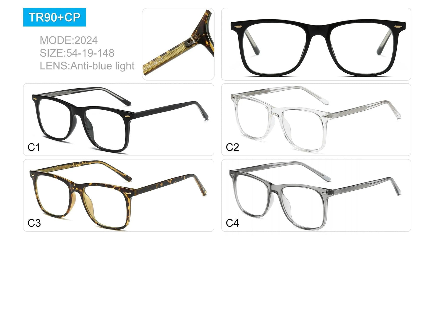Unisex Square Full Rim Titanium Prescription Glasses Pf2024 — view 9 | Rx Spectacle
