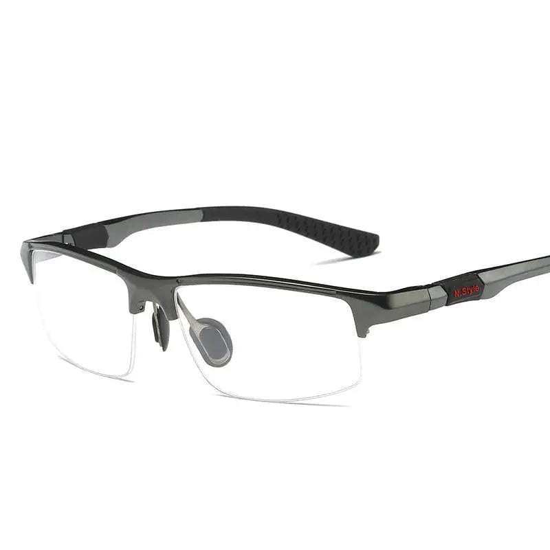 Men's Rectangular Semi-Rimless Aluminum Prescription Glasses Y3121 — view 5 | Rx Spectacle
