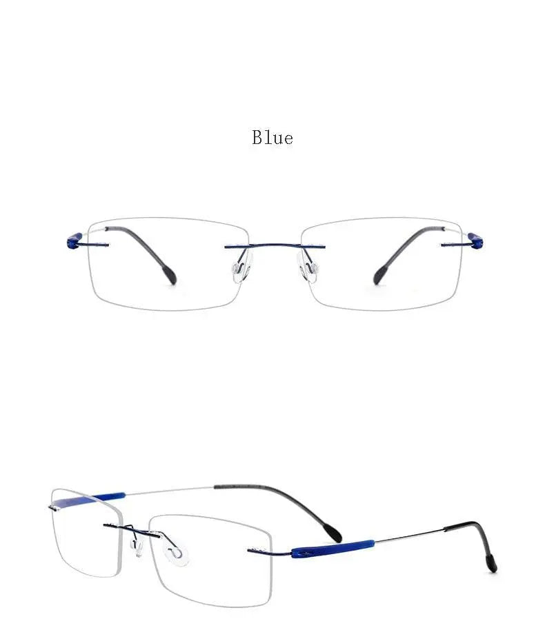 Unisex Rectangular Rimless Titanium Prescription Glasses 3125 — view 22 | Rx Spectacle