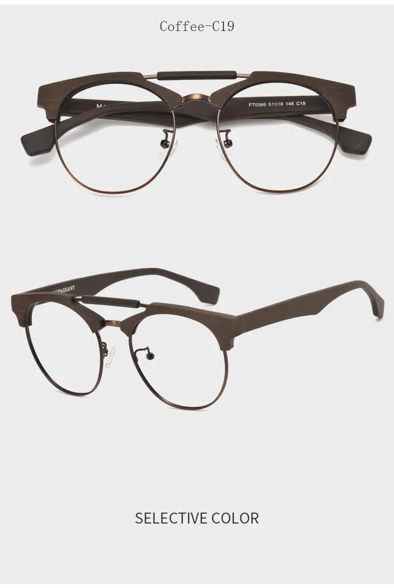 Unisex Round Full Rim Alloy Double Bridge Prescription Glasses Ft0366 — view 11 | Rx Spectacle