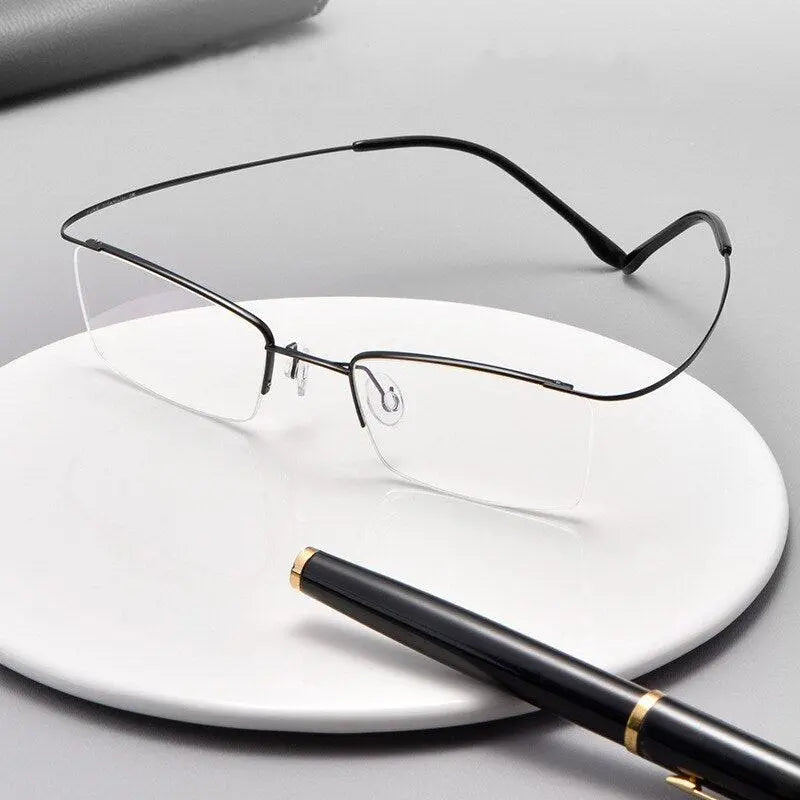 Men's Semi-Rimless Titanium Prescription Glasses 30004 — view 8 | Rx Spectacle