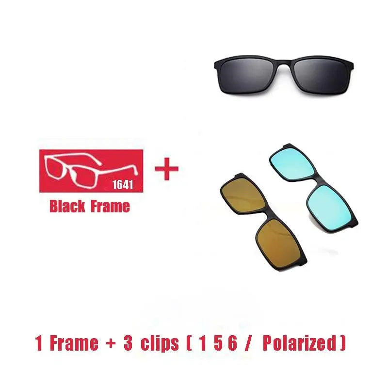 Unisex Square Full Rim Titanium Clip-On Prescription Glasses 1641 — view 6 | Rx Spectacle