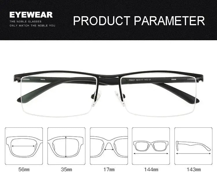 Men's Browline Semi-Rimless Alloy Prescription Glasses 488317 — view 2 | Rx Spectacle