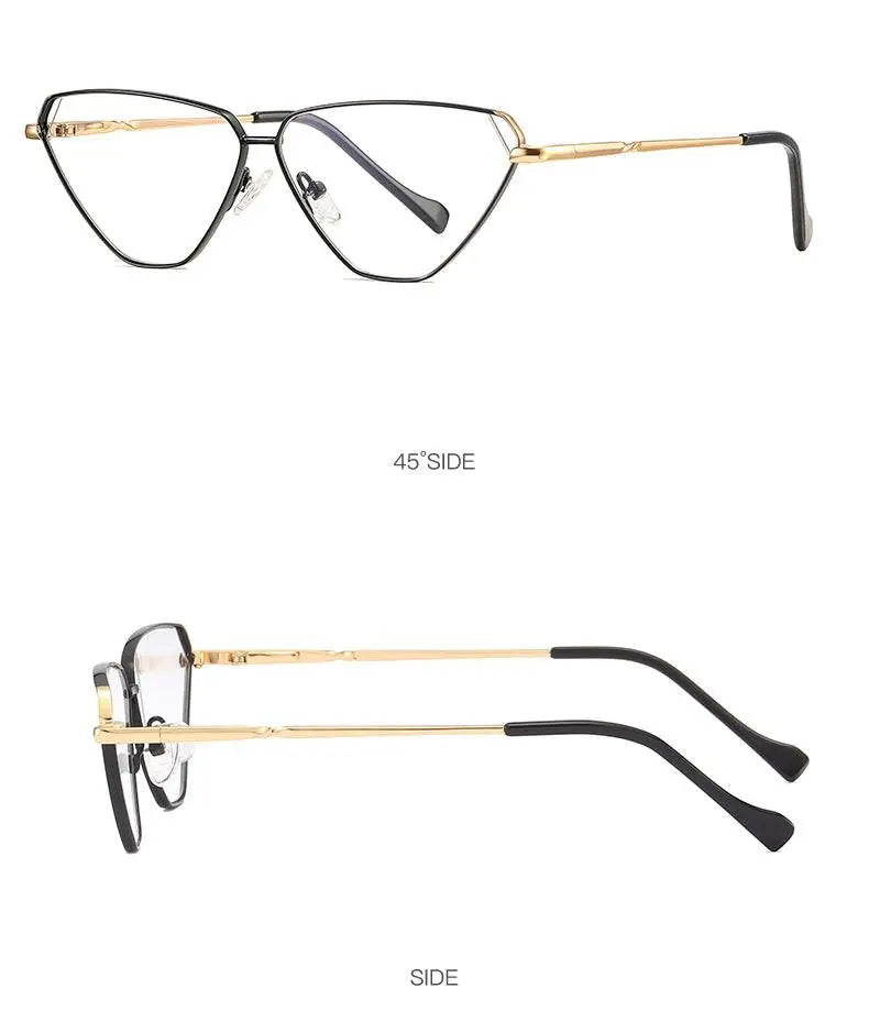 Women's Cat Eye Full Rim Alloy Prescription Glasses 3023 — view 15 | Rx Spectacle