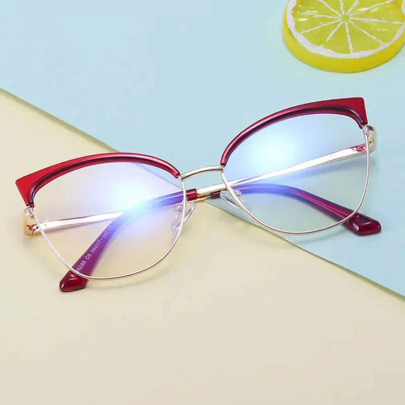 Women's Cat Eye Full Rim Alloy Prescription Glasses 952865 — view 1 | Rx Spectacle