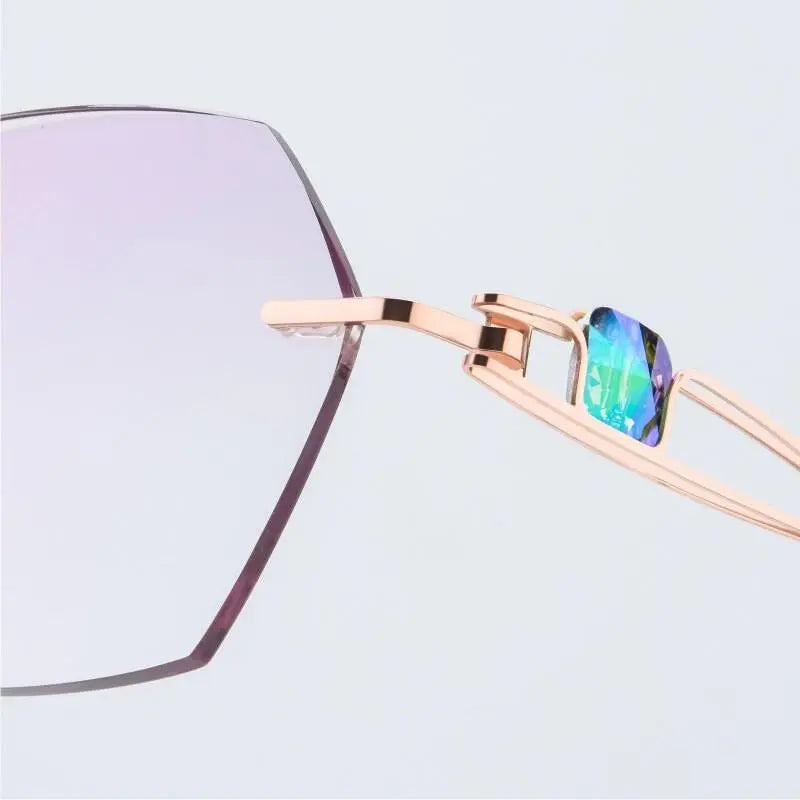 Unisex Square Rimless Titanium Prescription Glasses 88037 — view 4 | Rx Spectacle