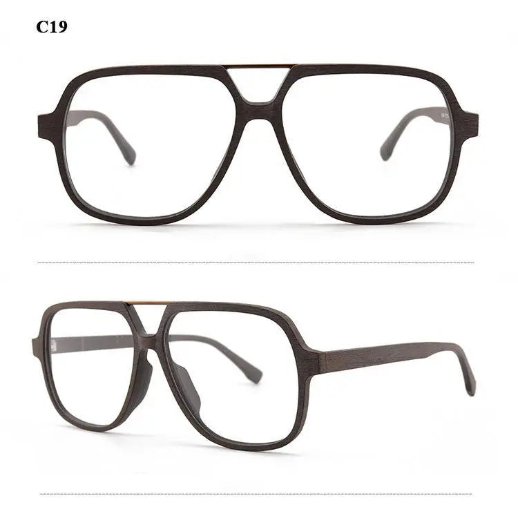Unisex Polygon Full Rim Wood Double Bridge Prescription Glasses 6018 — view 14 | Rx Spectacle