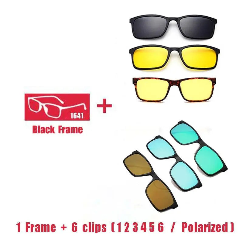 Unisex Square Full Rim Titanium Clip-On Prescription Glasses 1641 — view 7 | Rx Spectacle