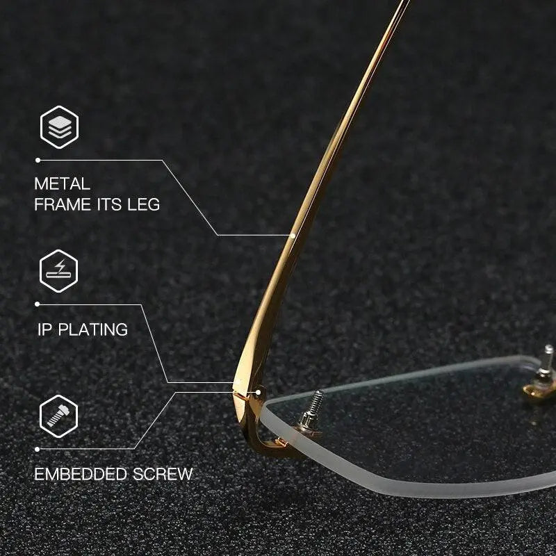 Unisex Square Rimless Titanium Prescription Glasses 2230 — view 4 | Rx Spectacle