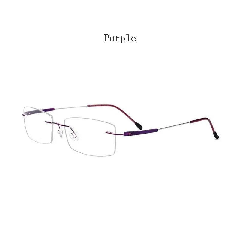 Unisex Rectangular Rimless Titanium Prescription Glasses 3125 — view 3 | Rx Spectacle