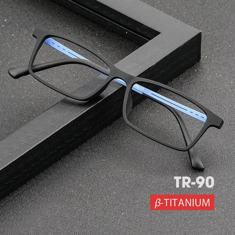 Unisex Rectangular Full Rim Titanium Prescription Glasses 9826 — view 2 | Rx Spectacle