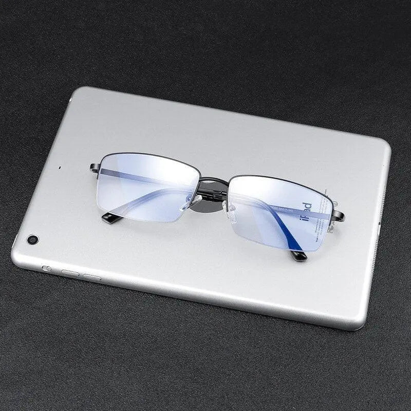 Unisex Rectangular Full Rim Alloy Prescription Glasses 2332 — view 10 | Rx Spectacle