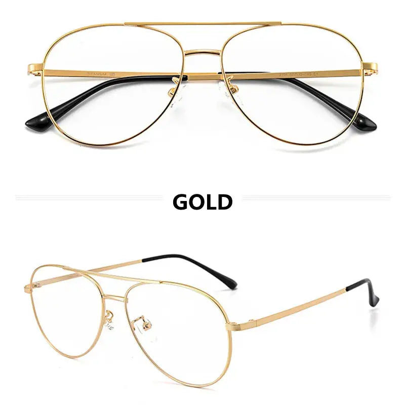 Unisex Oval Full Rim Titanium Double Bridge Prescription Glasses 2194 — view 10 | Rx Spectacle
