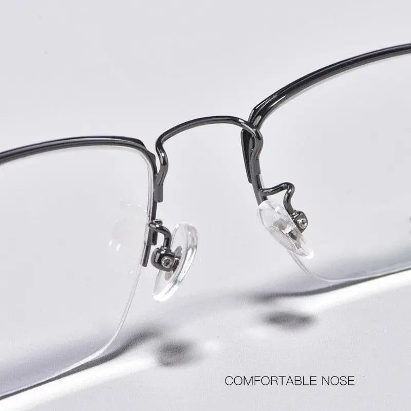 Unisex Semi-Rimless Titanium Prescription Glasses 8017JX — view 5 | Rx Spectacle