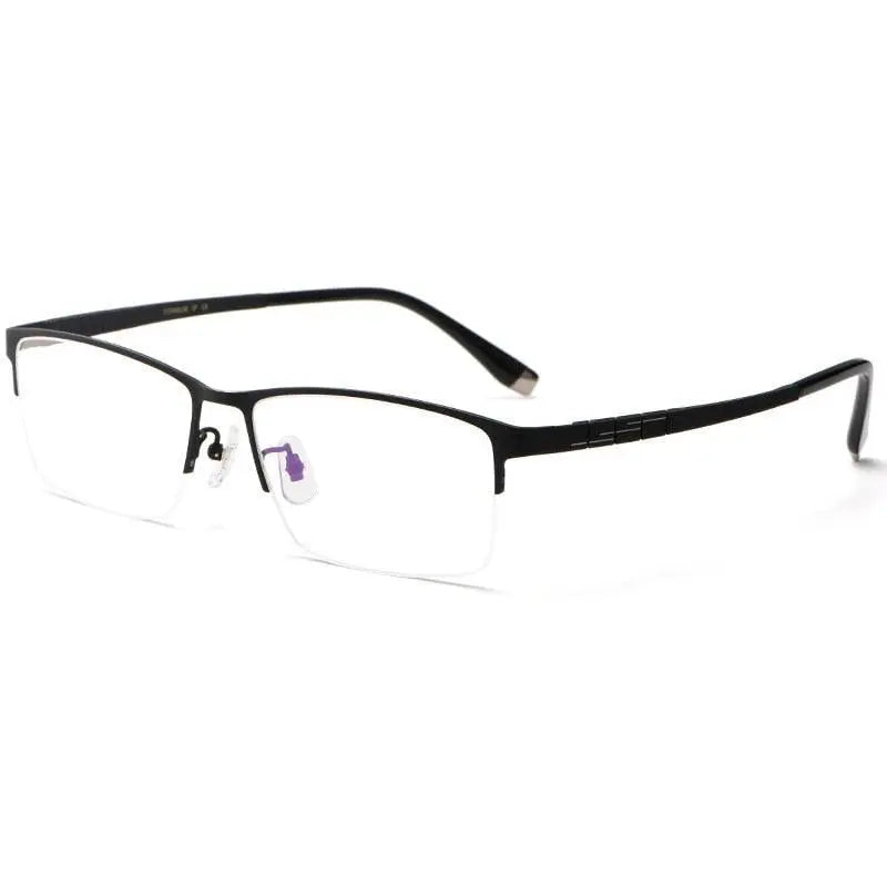 Men's Rectangular Semi-Rimless Titanium Prescription Glasses HT0186 — view 3 | Rx Spectacle