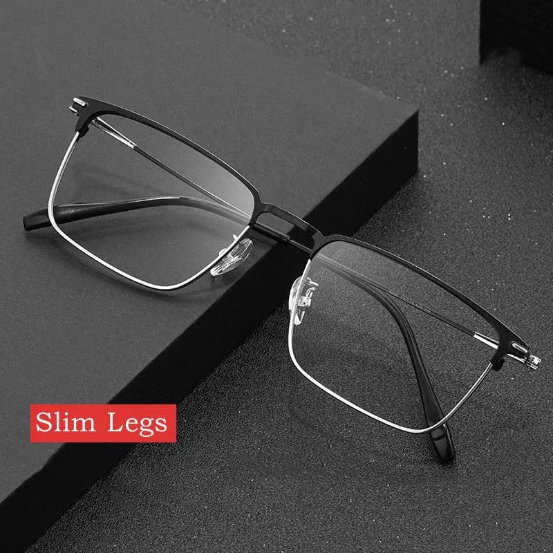 Men's Square Full Rim Titanium Prescription Glasses Y0606 — view 7 | Rx Spectacle