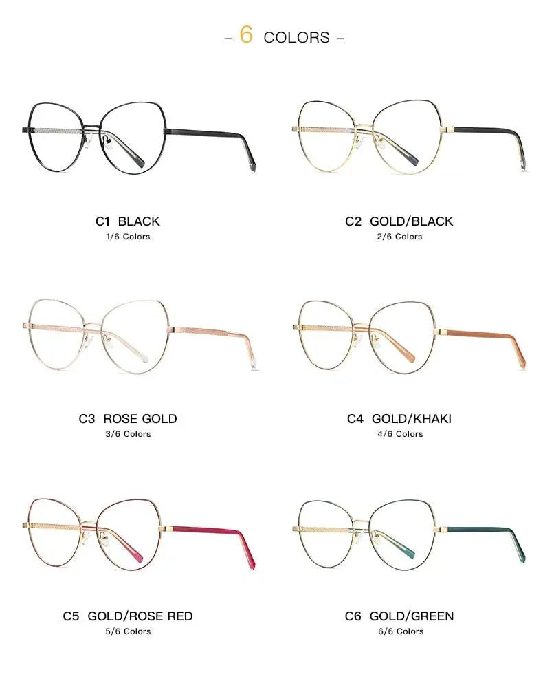 Women's Cat Eye Full Rim Alloy Prescription Glasses 3001 — view 16 | Rx Spectacle
