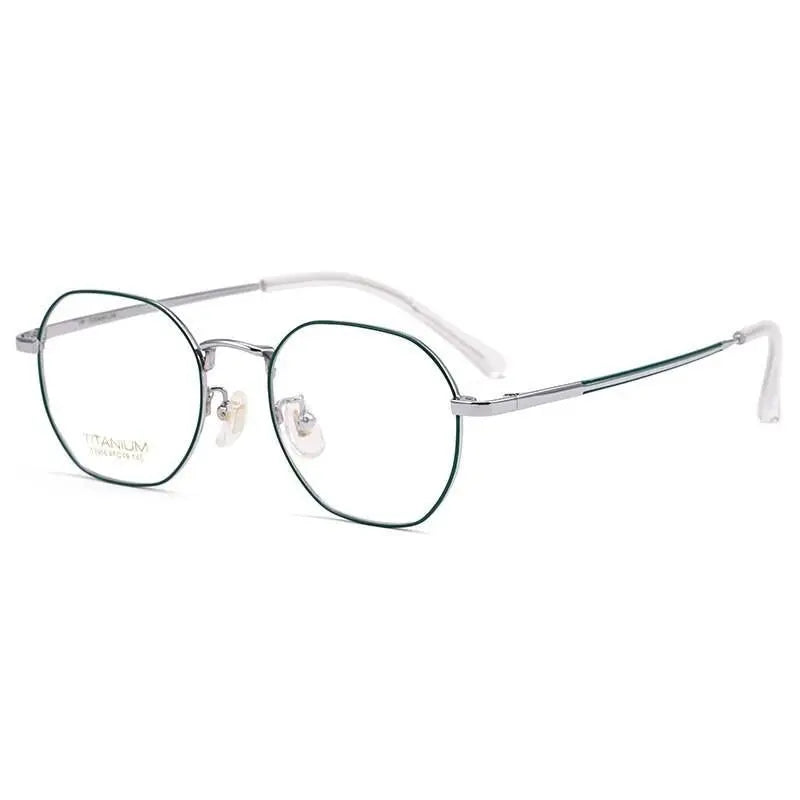 Unisex Polygon Full Rim Titanium Prescription Glasses T3956 — view 11 | Rx Spectacle