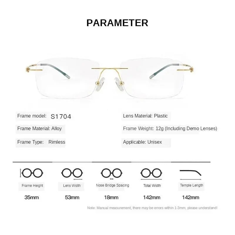 Men's Rimless Alloy Screwless Prescription Glasses S1704 — view 5 | Rx Spectacle