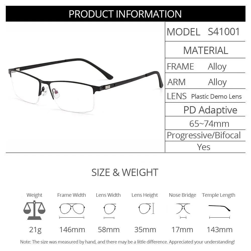 Men's Square Semi-Rimless Titanium Prescription Glasses S41001 — view 4 | Rx Spectacle