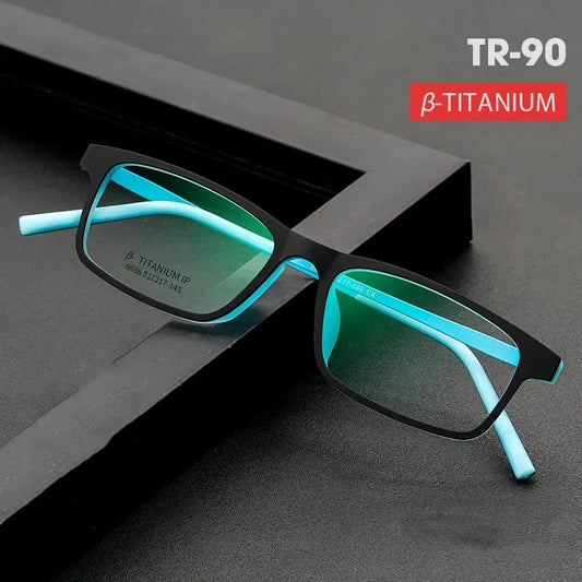 Women's Square Full Rim Titanium Prescription Glasses 48886 — view 1 | Rx Spectacle