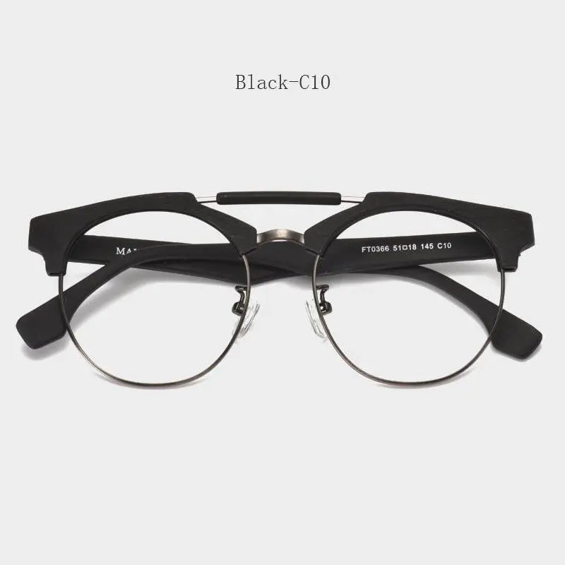 Unisex Round Full Rim Alloy Double Bridge Prescription Glasses Ft0366 — view 6 | Rx Spectacle