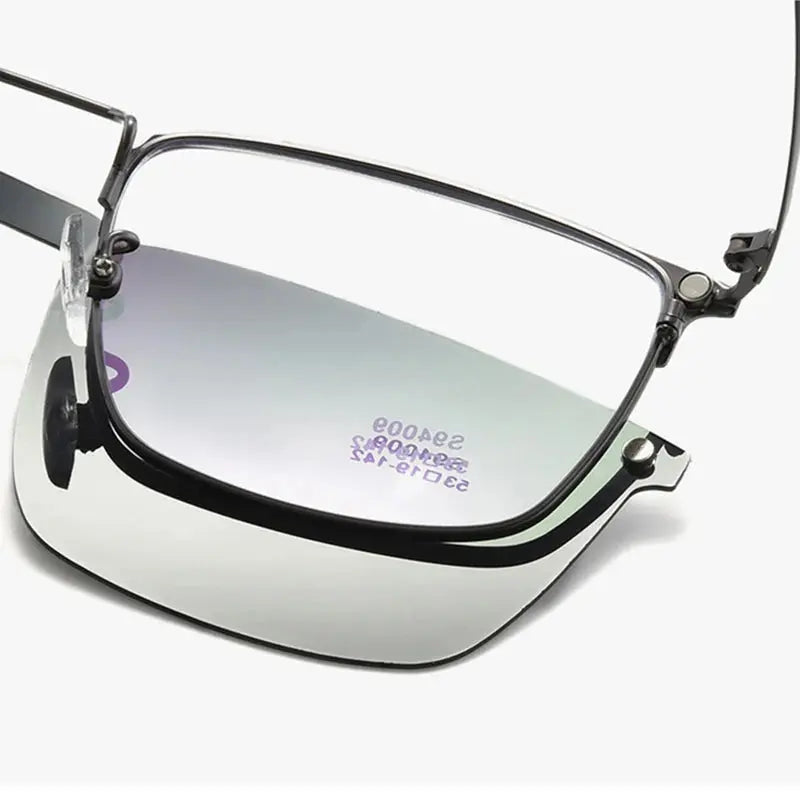 Unisex Square Full Rim Alloy Clip-On Prescription Glasses 9409 — view 4 | Rx Spectacle